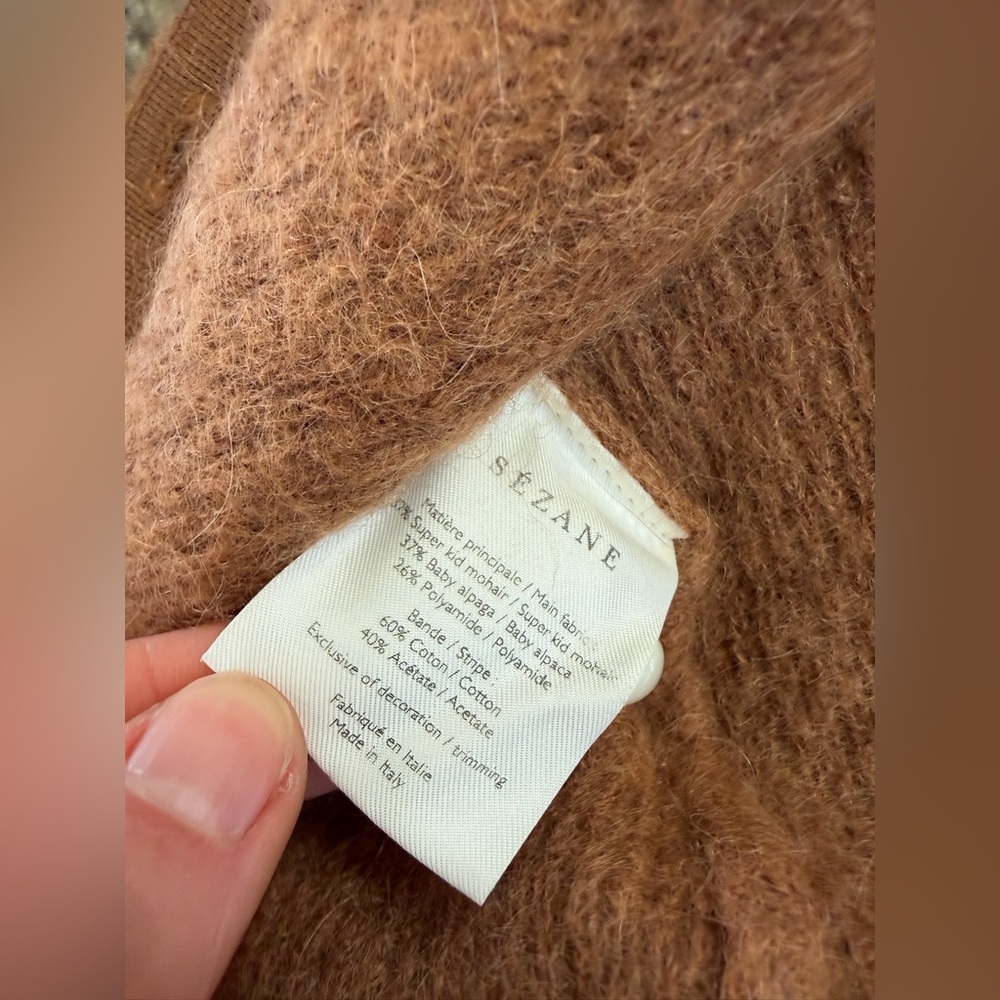 Sezane Gaspard Button Cardigan in Chestnut Brown - Picture 6 of 10